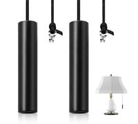 Novstuf Bathroom Light Pull Cord Handle, 2 PCS Chrome Light Switch End Weight Extension Replacement with 150cm Nylon White Cord Connector for Blind Toilet Ceiling Light Fan Switches (Black)