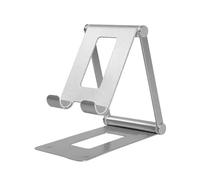 Novstuf Phone Stand, Adjustable Aluminum Phone Tablet Holder Portable Desktop Stand Dock Universal Foldable Cellphone Holder for iPhone iPad Galaxy Samsung Tablets Up to 9.7 In (Silver)