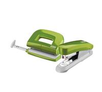 Novus 020-1874 Twin Set Stapler with Punch E 15/E 210 - Desk Set Green