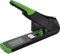 Novus B 56 re+New Sustainable Block Stapler (Staple Capacity 200 Sheets, Variable Insertion Depth up to 75 mm, Full Metal Device with Plastic Coating Made from 82% Recycled Plastic), Black, Green