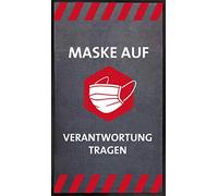 Novus Notice Mat Maske auf - Verantwortung tragen (Portrait Format 85 x 150 cm) Grey with White Writing