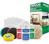 NOVUS Plastic Polish | Golf Cart Maintenance Kit | Includes Plastic Polish #3#2#1-2 Ounces Each, 2 Buffing Pads, Backing Drill Attachment, 3" Wool Pad, 3 Disposable Wipes