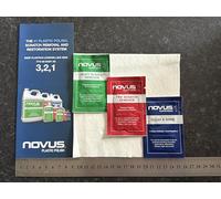 Novus Plastic Polish Sample Kit, No. 1 Clean & Shine, No. 2 Fine Scratch Remover, No. 3 Heavy Scratch Remover, with 1 Wipe