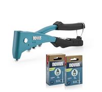 NOVUS TOOLS Blind Riveter N-30 Set of 100 Blind Rivets, Ergonomic Professional Riveter with 1-Hand Operation and Handle Locking, Universal Riveting Pliers for Aluminium and Steel Rivets