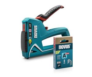 NOVUS TOOLS Hand Stapler J-17 Set of 1800 Staples │ 3-in-1 Stapler for Wood, Fabrics and Films with ABS Plastic Housing │ for Fine Wire and Flat Wire Staples 6-14 mm and Nails 16 mm