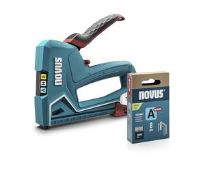 NOVUS TOOLS Hand Stapler J-50 Set of 1800 Staples │ Professional Stapler for Wood with Aluminium Casing, Impact Force Adjustment, Distance Stop │ for Fine Wire Staples 6-14 mm and Nails 16 mm