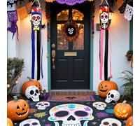 NOVWANG 2 Pcs Day of The Dead Windsocks, Dia de Los Muertos Wind Socks Day of The Dead Hanging Windsock Flag Decoration for Garden Yard Porch Backyard Patio Decor