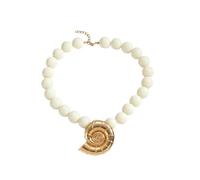 NOVYRA Chunky Beaded Conch Pendant Necklace for Women Boho Colorful Acrylic Round Beaded Choker Necklace Summer Costume Party Beach Jewelry for Women