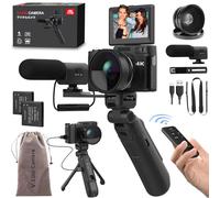 novzzovaz 4K Digital Camera V-CamPro-7 with Creator Accessory Kit, 48MP, Remote Control, Vlogging, Autofocus, Flip Screen, Webcam, Tripod Grip, Mic, Batteries