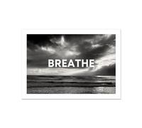 NOW.Be present. Wall Art Prints | A1 Size Inspirational Positive Affirmation Posters & Prints | Nature Inspired Matte Finish - Breathe Black & White, Unframed