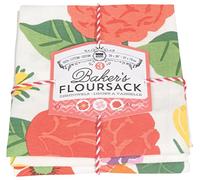 Now Designs Bakers Floursacks (Set of 3), Cotton, Flowers, S