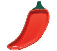 Now Designs by Danica Stoneware Chili Peppers Shaped Dish - Latin, Molded, Serving Food, Red, 3.92 x 7in