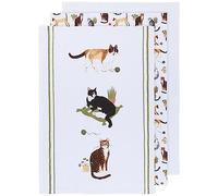 Now Designs Floursack Kitchen Towels Quick Dry Cotton Hand Towel Set, 3 Count, Cat Collective, 20 x 30 in