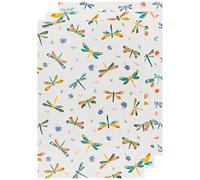 Now Designs Floursack Kitchen Towels Quick Dry Cotton Hand Towel Set, 3 Count, Dragonfly, 20 x 30 in