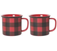 Now Designs Heritage Stoneware Mugs, Buffalo Check - 14 oz Capacity | Set of 2