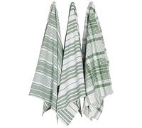 Now Designs Jumbo Woven Cotton Kitchen Towels Elm Green, Set of 3, W24 x L36in