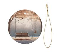Now Falling In The Park Christmas Ceramic Circular Pendant Is An Excellent Addition To Your Holiday Decoration