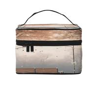 Now Falling in The Park -Print Waterproof Large Cosmetic Bag for Travel & Gym, Makeup Organizer with 4 Elastic Straps & Compartments,Premium Twill Fabric.