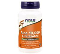 NOW Foods Aloe 10,000 & Probiotics, 60 vcaps