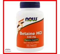 Betaine HCL 648mg Capsules - 120 Capsules - Now Foods