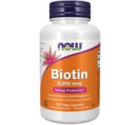 NOW Foods Biotin 5,000 mcg 120 Veg Capsules Strong Hair, Skin & Nails Vitamin B