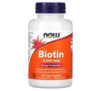 NOW Foods Biotin 5000mcg - 120 Veg Capsules | Supports Hair, Skin & Nail Health