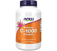 Now Foods, Buffered C-1000 Complex, 1000mg, with Flavonoids, 180 Vegan Tablets, Lab-Tested, Gluten Free, SOYA Free, Non GMO