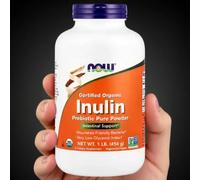 NOW Foods, Certified Organic Inulin, Prebiotic Pure Powder, 1 lb (454 g)