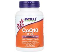 NOW Foods CoQ10 60mg + Omega-3 120 Softgels | Coenzyme Q10 + Fish Oil