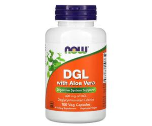 NOW Foods DGL + Aloe Vera Digestive Comfort Capsules - 100 Vegan Capsules