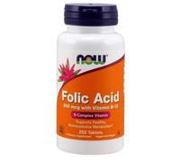NOW Foods Folic Acid with Vitamin B-12 800mcg 250 Tablets | Heart Health Support