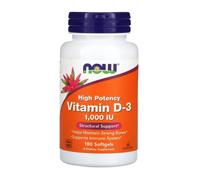 NOW FOODS HIGH POTENCY VITAMIN D-3 1000IU BONE IMMUNE HEALTH 180 SOFTGELS