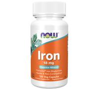 NOW Foods Iron 18mg 120 Veg Capsules Energy Support, Brain Health, Immune System