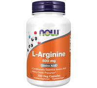 Now Foods, L-Arginine, 500mg, 250 Vegan Capsules, Amino Acid, Lab-Tested, Gluten Free, Soy Free, Non-GMO
