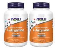 NOW Foods - L-Arginine Double Strength 1000 mg. 120 Tablets - 2 PACKS LOT