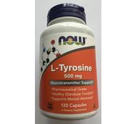 NOW Foods L-Tyrosine 500 mg 120 Capsules, Supports Alertness and Focus, Stress