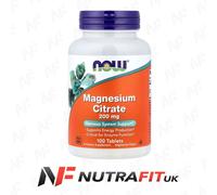 NOW FOODS MAGNESIUM CITRATE 200 mg nervous system energy support vegan tabs