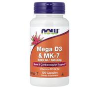 NOW Foods Mega D3 & MK-7 180mcg, 60 - 120 Capsules, Fresh Stock, Free P&P