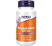 NOW Foods Natural Resveratrol with Red Wine Extract, 200mg , 60 vcaps