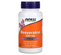 NOW Foods Natural Resveratrol with Red Wine Extract, 200mg , 60 vcaps