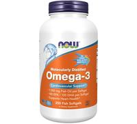 NOW Foods Omega 3 Molecularly Distilled EPA DHA Fatty Acids 200 Sgels Heart Eye