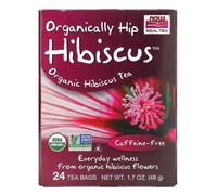 NOW Foods, Organic Real Tea, Organically Hip Hibiscus, Caffeine-Free, 24 Tea Bags, 1.7 oz (48 g)