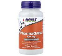 NOW Foods, PharmaGABA With Magnesium Citrate, 100 mg, 90 Veg Capsules