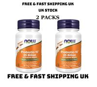 NOW Foods Probiotic-10 25 Billion 50 Veg Capsules, Digestive Health UK 2 PACKS