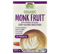 NOW Foods, Real Food, Organic Monk Fruit Zero-Calorie Sweetener, 70 Packets, 2.47 oz (70 g)
