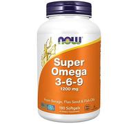 Now Foods, Super Omega 3-6-9, 1200mg, with Borage Oil, Fish Oil and Flaxseed Oil, High Dose, 180 Softgels, Soy Free, Gluten Free, GMO Free