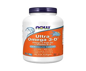 Now Foods, Ultra Omega 3-D Fish Oil, 180 Softgels, Lab-Tested, Gluten Free, Soy Free, Non-GMO
