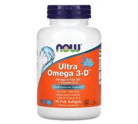 NOW Foods Ultra Omega-3 + Vitamin D3 Heart & Brain Support Softgels - 90 Softgels