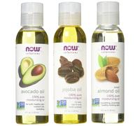 Now Foods Variety Moisturizing Oils Sampler: Sweet Almond Avocado and Jojoba Oils - 4oz. Bottles each