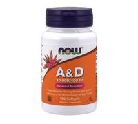 NOW Foods Vitamin A & D 10000/400 IU Maintains Strong Bones & Teeth 100 Softgels
